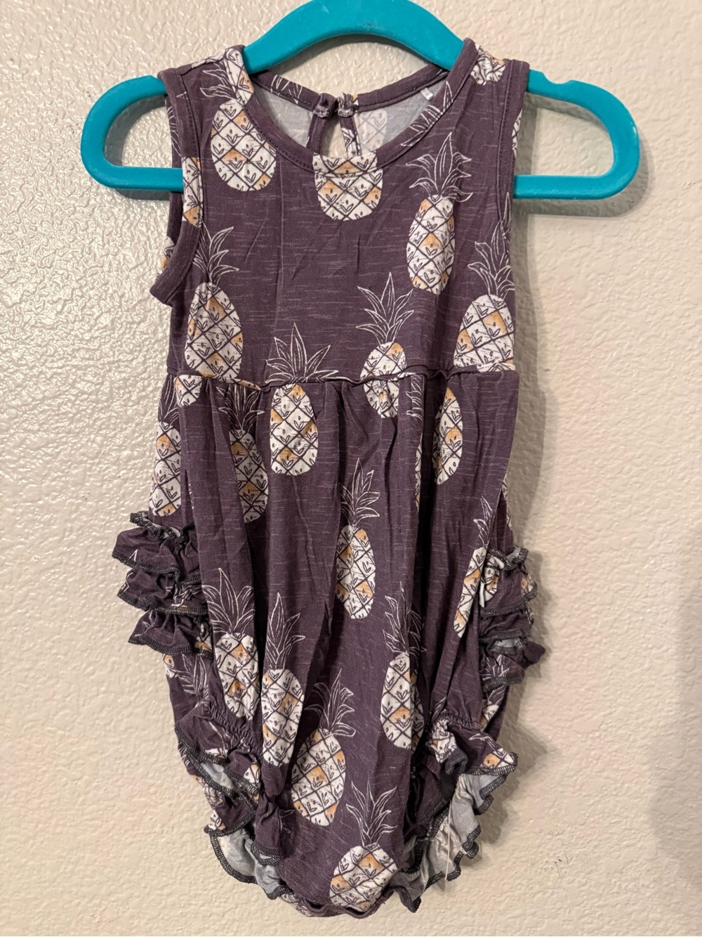 Little Sleepies Purple Pineapple Ruffle One-Piece Bodysuit